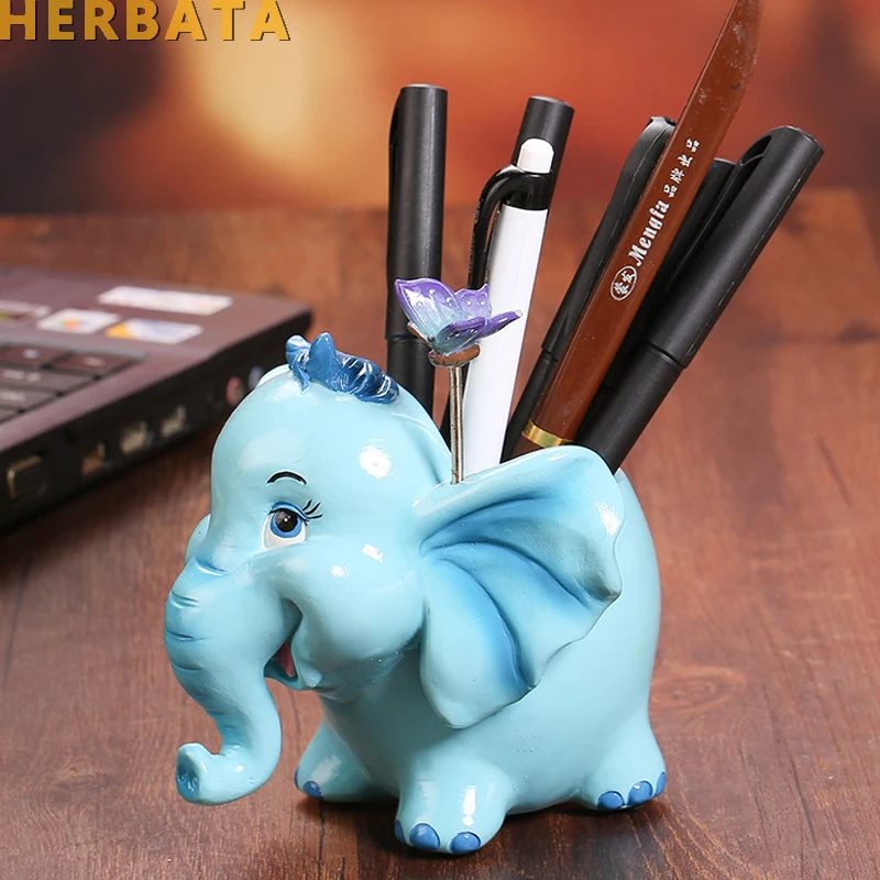 

Crafts cartoon animal pen holder Office accessories Home Desktop Decoration multifunction Storage desk organizer brush pot