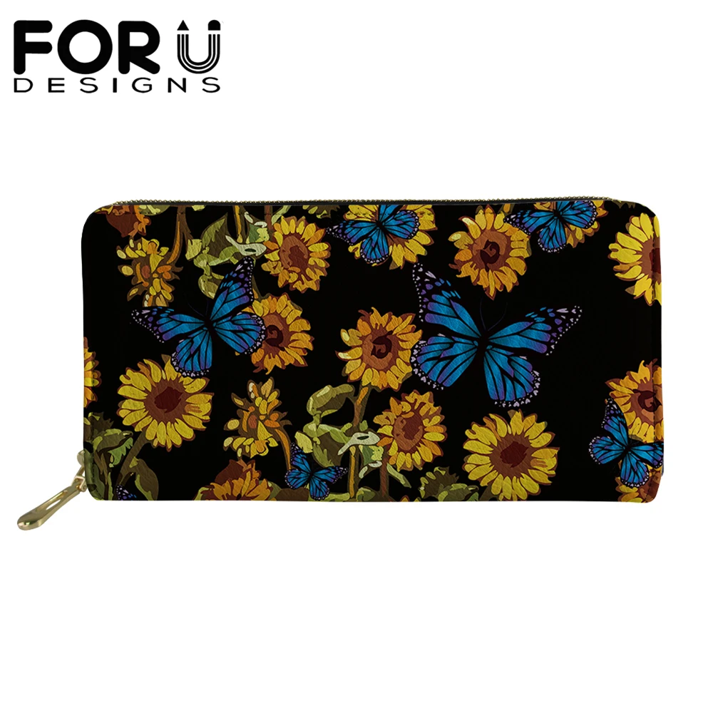 FORUDESIGNS кожаный кошелек Женский из искусственной кожи с подсолнухом и бабочкой