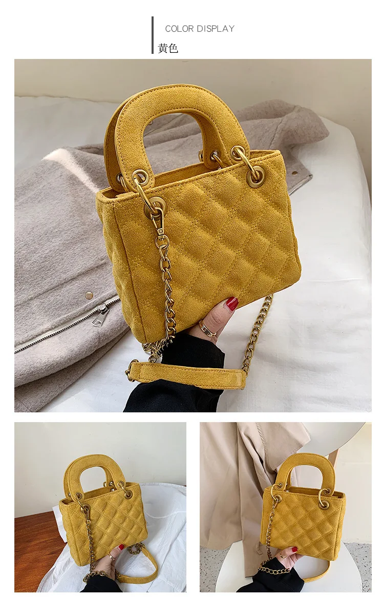 Бархатная женская сумка-тоут, осень, новинка, известный модный бренд, дизайнерская роскошная сумка через плечо, сумка через плечо, клетчатая Замшевая сумка с цепочкой