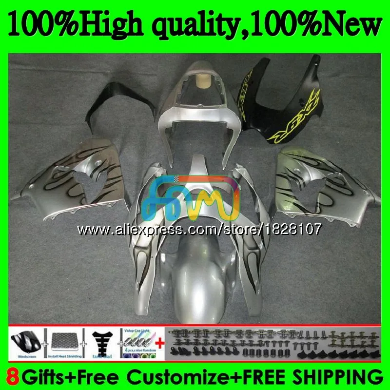 ZX900 комплект для KAWASAKI ZX900CC ZX9 R ZX 9R 9 R 900 900CC серебристо-черного цвета 30BS. 57 ZX-9R 2000 2001 2002 2003 ZX9R 00 01 02 03 обтекатель
