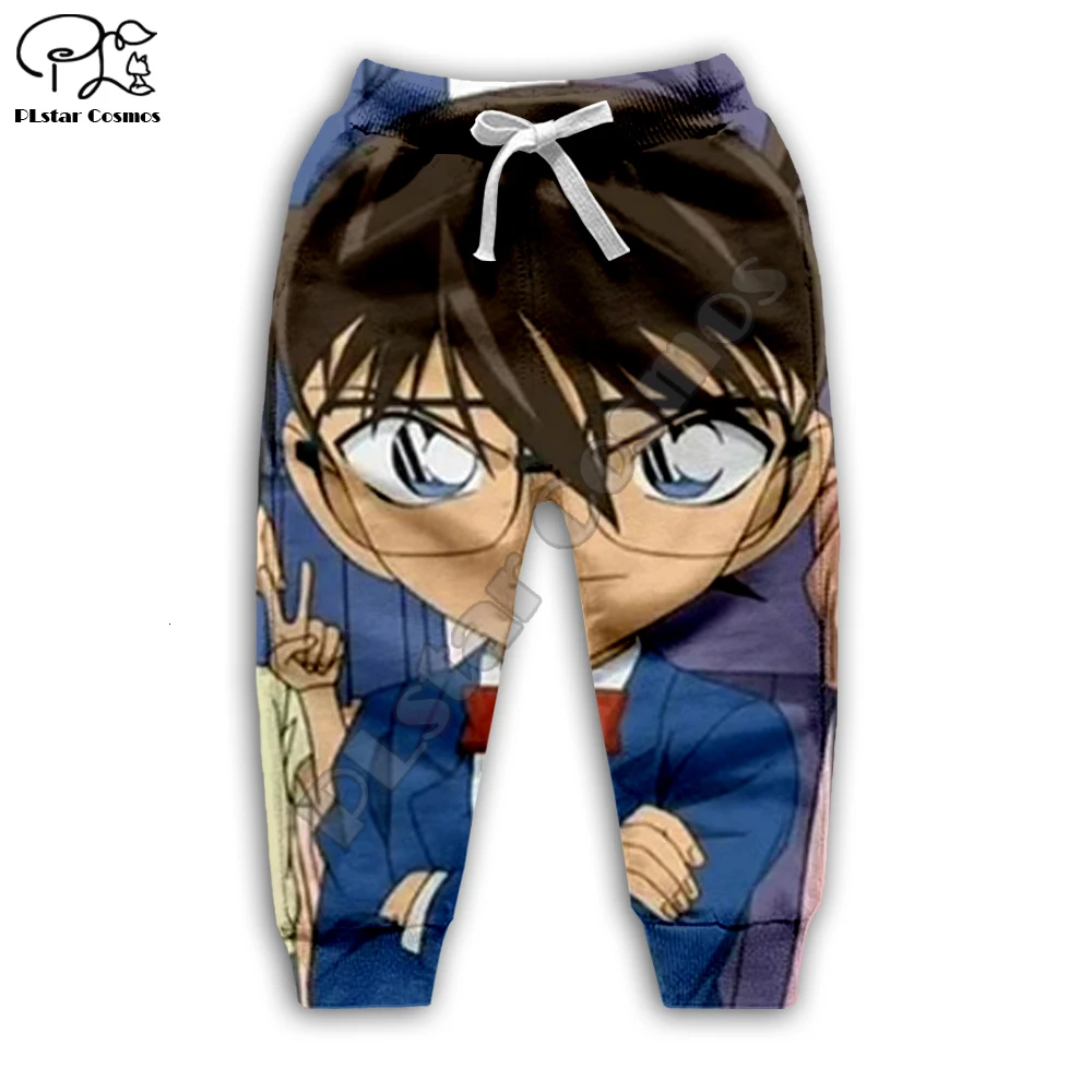 Kawaii/толстовка с объемным рисунком детектива Конана для маленьких детей, новая Толстовка с принтом Аниме/футболка на молнии/штаны для мальчиков и девочек, Детский комплект