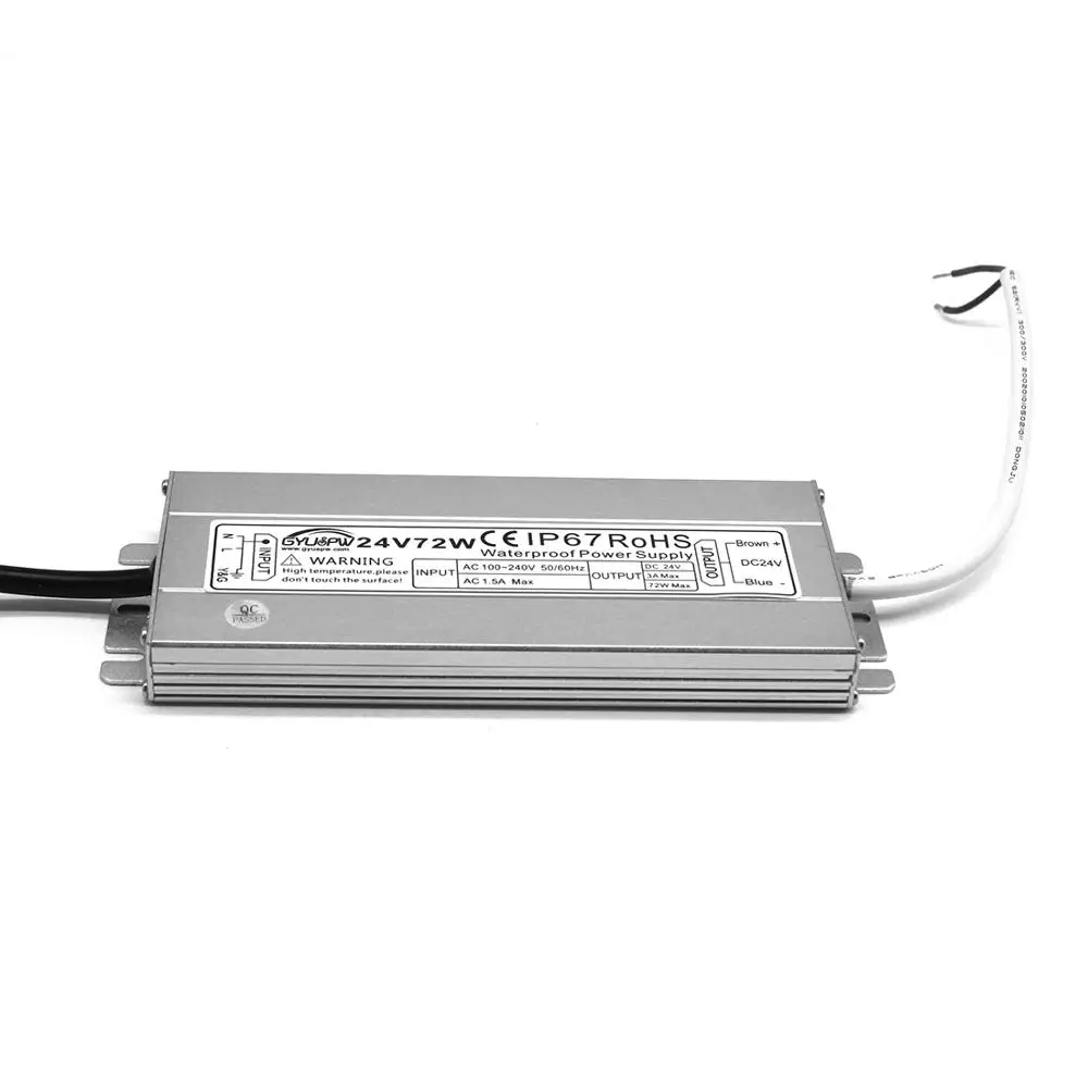72W 3A 24V DC источник питания IP67 водонепроницаемые Трансформеры 100-240v AC DC24V наружный адаптер питания для светодиодной ленты светильник CCTV монитор