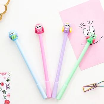 

4pcs Expression Owl Pen 0.5mm Black Ink Gel Pens Stationery Office School Student Supplies Material Escolar DB491