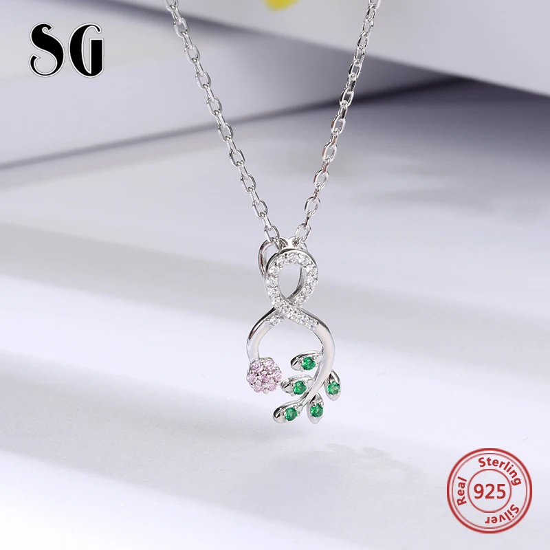 SG aliexpress chain sterling silver 925 necklace Fashion Women accessories Pendant On neck Chokers stone Necklace jewelery
