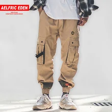Aelfric Eden хип-хоп, с боковыми карманами, уличная одежда, брюки-карго, с несколькими карманами, для бега, мужские спортивные штаны, пэчворк, повседневные брюки, хлопок