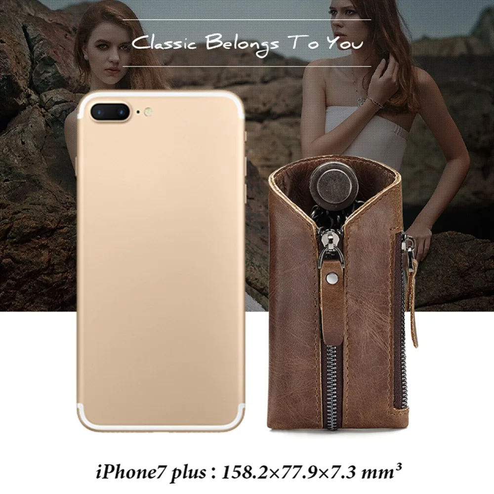 Julymoda Винтаж кошелек для ключей из натуральной кожи, Для женщин брелок чехлы кейс на молнии сумка брелок для ключей для мужчин Организатор ключей экономки