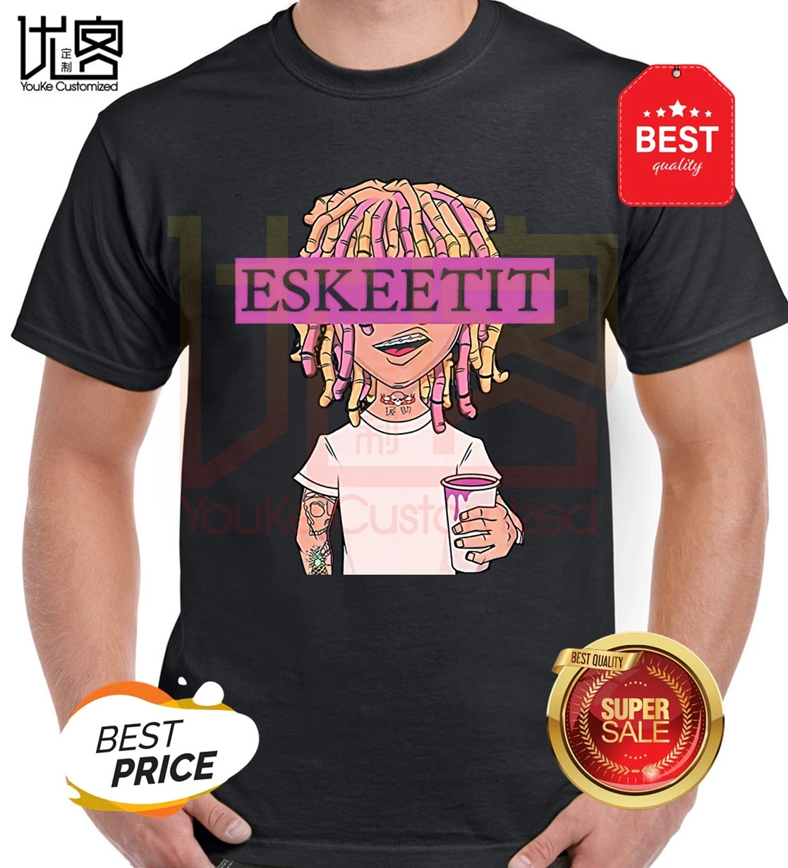 Новинка 2020 Lil Pump Lean Cup Esskeetit Money Rap Singer хип-хоп Музыка Мужская футболка | одежда