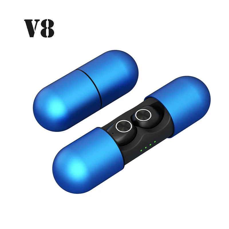 

V8 TWS Color Wireless Earphones Bluetooth Earphones For Mobile Phone Press Control Magnetic Charging Box 5H Music Headset Pods 2