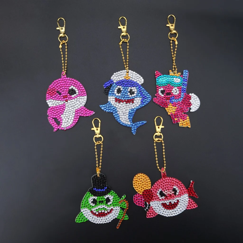 Handmade Diamond Painting Crafts Keyring Keychain Pendant - Sea Fish Design