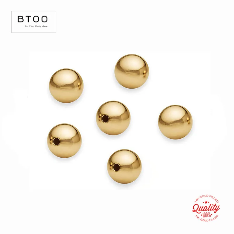 Real 14K Gold Filled Round Seamless Bead Gold Beads for Jewelry