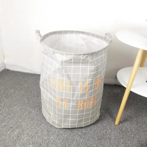 Grey Plaid M Большая складная корзина для белья с ручкой, хлопок, лен, плед, с принтом, корзина для белья, корзина для грязной одежды, органайзер, wasmand - Цвет: Grey Plaid M