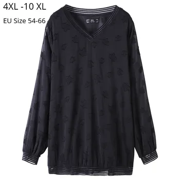 

Plus Size 10XL 8XL 6XL 4XL Women Long Sleeves T-shirts Femme V Neck 2020 New Black Top Spring Autumn Casual Tshirts for Mujers