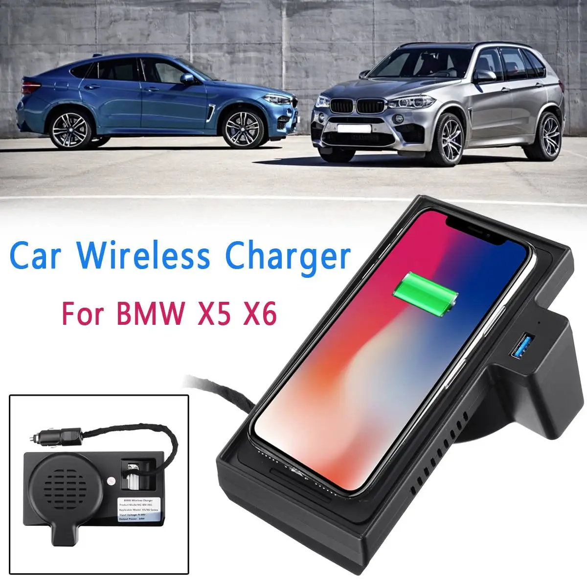 

Car Wireless Charger Phone Mount Holder Storage Box Phone Wireless Charging tool For BMW X5 X6