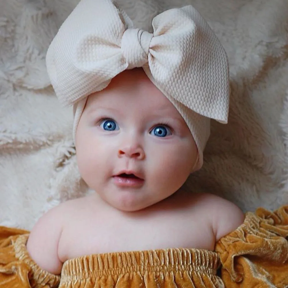

Fit All Baby Large Bow Girls Headband Big Bowknot Headwrap Kids Bow for Hair Cotton Wide Head Turban Infant Newborn Headbands