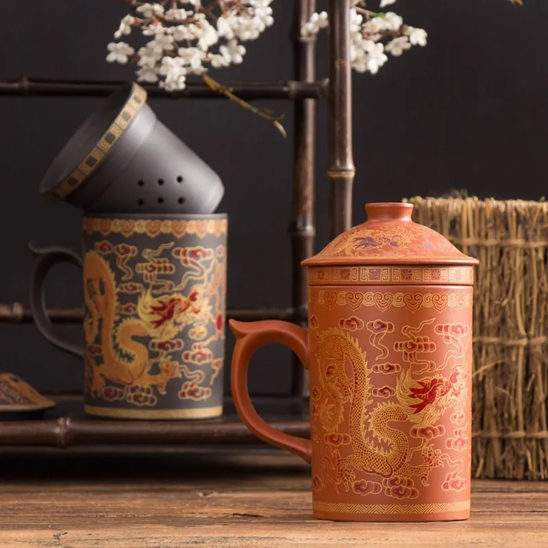 Чашка Pu'er керамическая чашка чайные чашки с крышкой из фиолетового песка