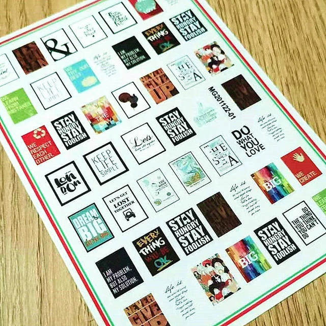 Newest MG505-02 lable design nail stickers 3d Japan Korea style nail decals self-adhesive DIY nail decoration tools Army Green