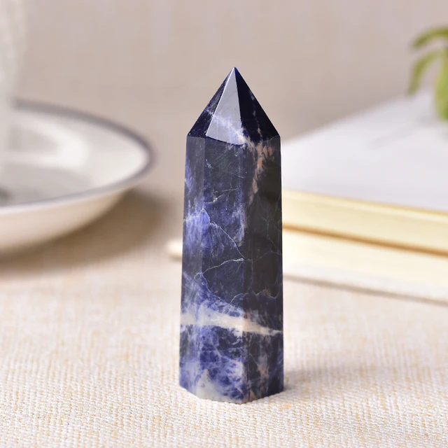 30 Color Natural Stones Crystal Point Wand Amethyst Rose Quartz Healing Stone Energy Ore Mineral Crafts Home Decoration 1PC Sodalite