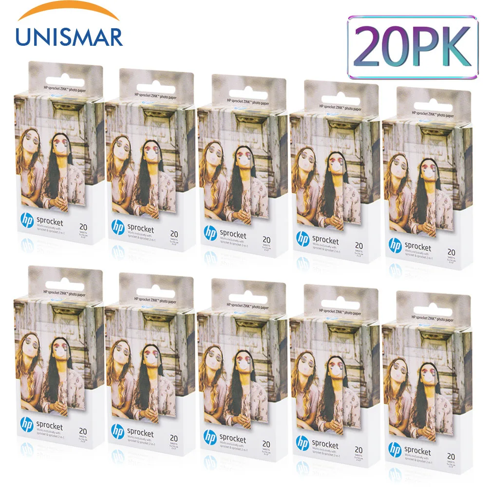

20 Boxs Mini HP Photo Paper ZINK for HP Sprocket Photo Printer 2*3 inch Bluetooth Printing Pocket Mini Sticky-backed Photo Paper