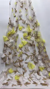 

2020 newest muti color 3d flower French net lace fabric African tulle net lace embroidery tulle lace fabric for party dress