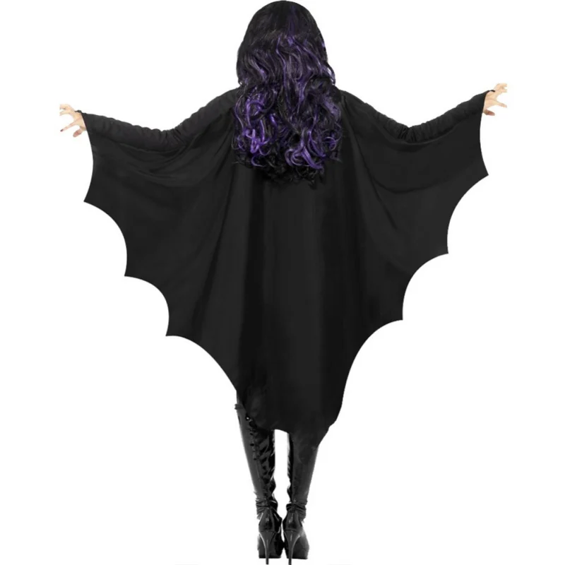 Women Halloween Costume Horror Death Horror Bat Ghost Costume Black Halloween Masquerade Theme Party Stage Costume XL