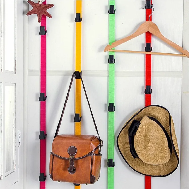Best Popular Coat Clothes Rack Organizer Storage Holders Hanger Adjustable Straps Hat Bag Over The Door Kitchen Cabinet Cupboard