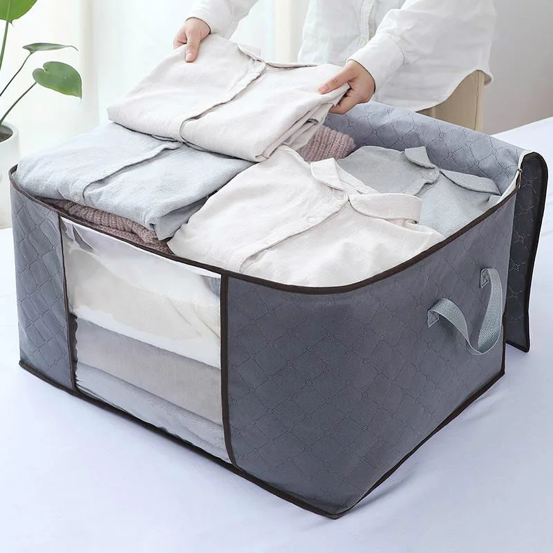 Blue Foldable Quilt  Bag VANORIG Dustproof Blanket Storage with Double Zippered 