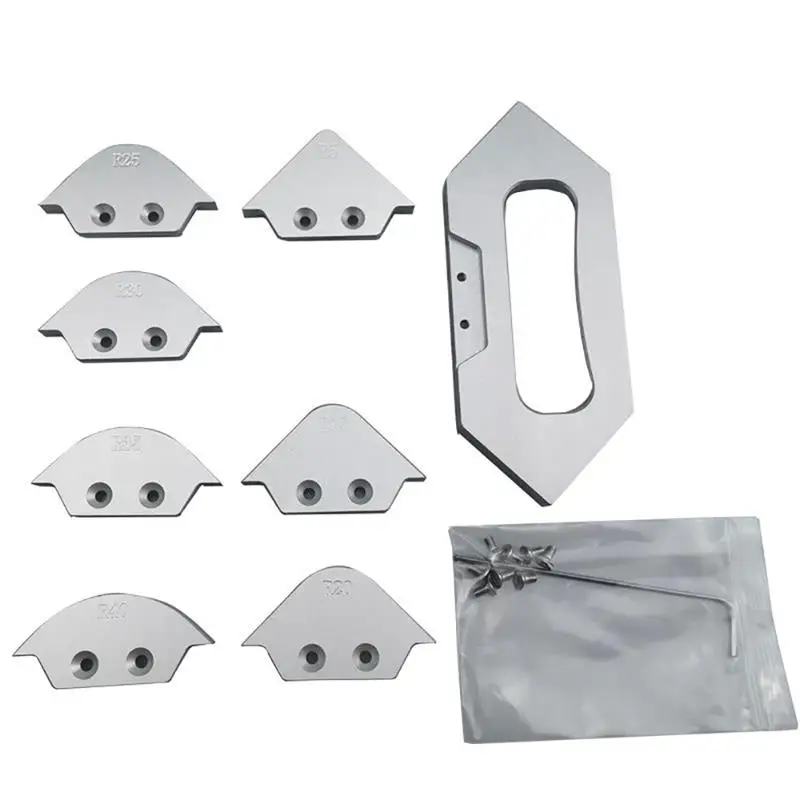 

New 8pcs Silver Radius Woodworking Grinding Templates Trimming Tool R Corner Anti-rust Table Bit Router Set Chamfer Quick Jig