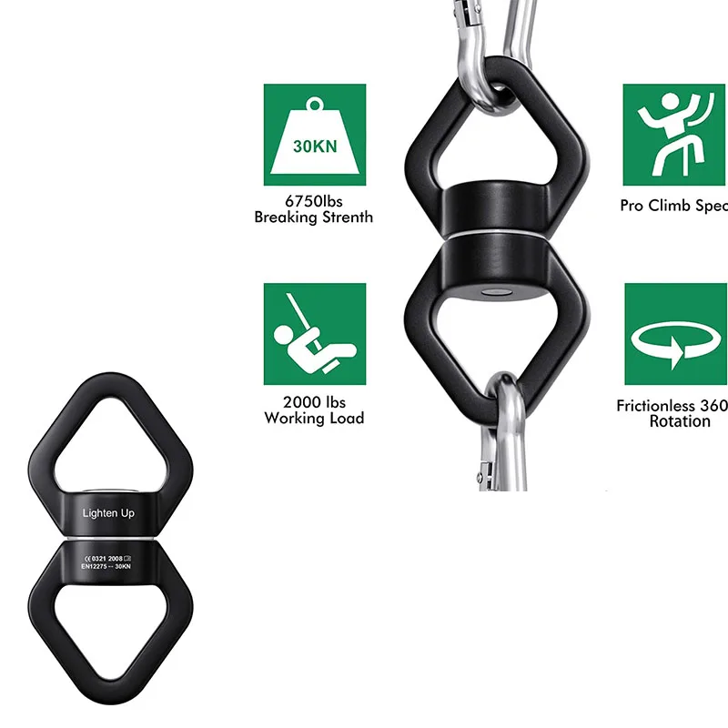 Premium Yoga Accessories: 30KN Rotational Hammock Swivel & Swing Spinner