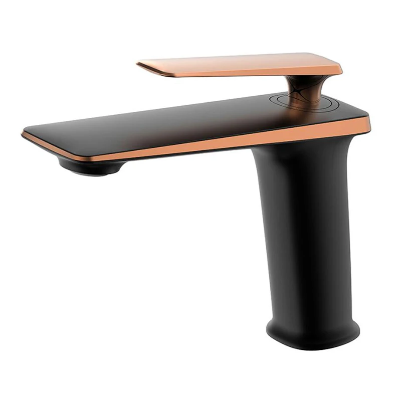 Rose Gold and Black Смеситель для раковины для ванной комнаты, кран для раковины из розового золота и черного/белого цвета с одной ручкой, затычка для раковины, кран для мытья, кран для горячей и холодной воды - Цвет: Rose Gold and Black