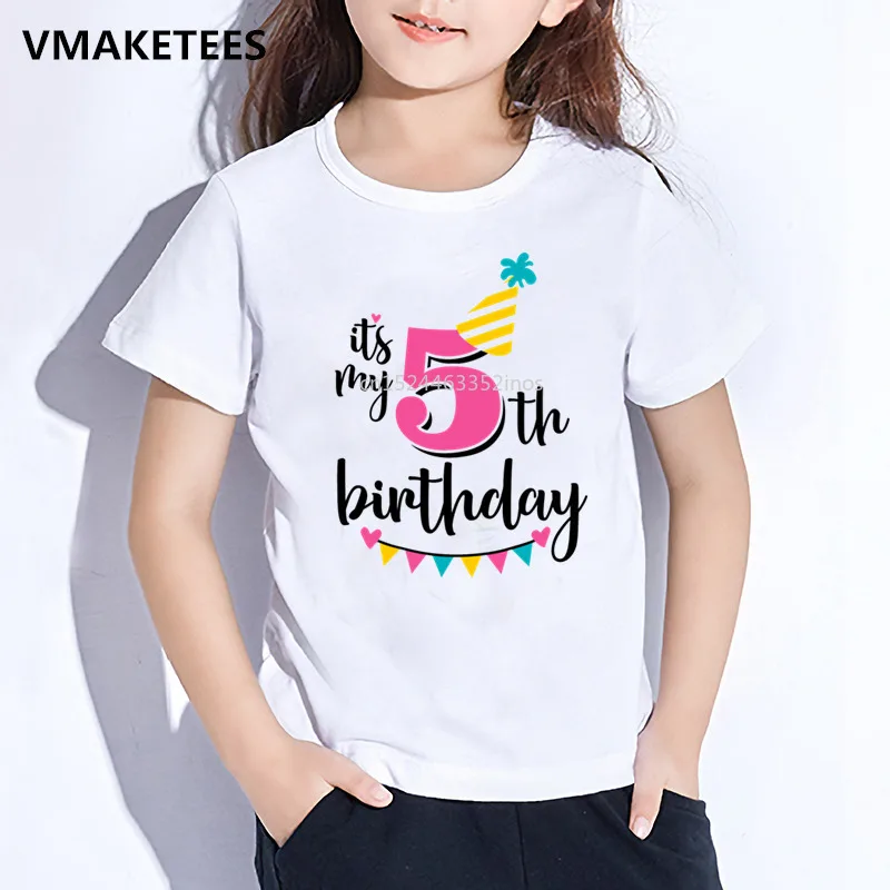 Детская футболка с надписью Happy Birthday Number 1 9 забавная цифрами для девочек и