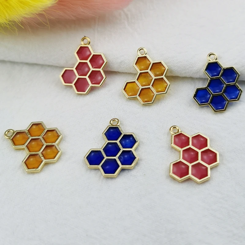 

20pcs 16x20mm enamel charm honeycomb charm for jewelry making and crafting fashion earring charm fashion pendant