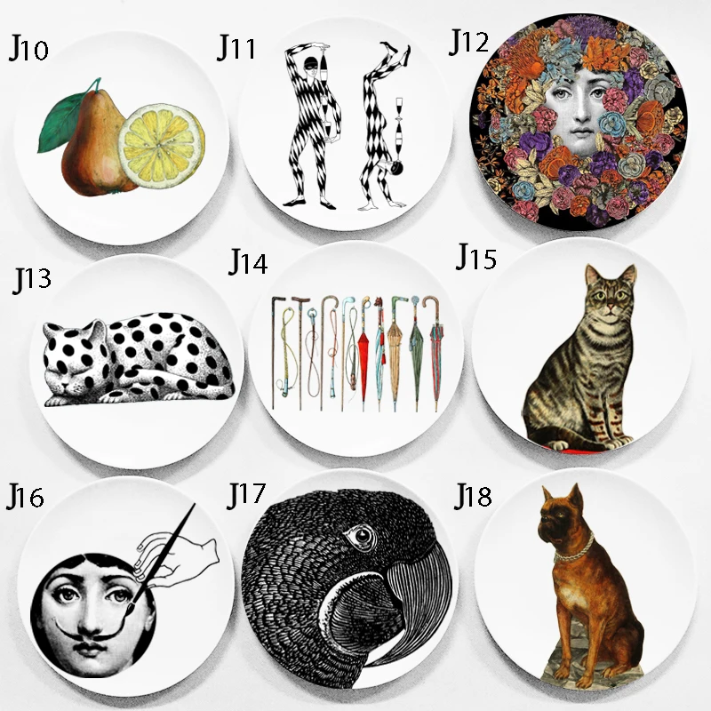 Rosenthal Piero fornasetti тарелки черно-белые иллюстрации подвесные блюда образец комнаты/дома/отеля Декор Кавальери лицо Керамические ремесла