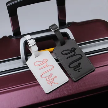 

Mr & Mrs Suitcase Label PU Leather Luggage Tag Handbag Pendant Travel Accessories Name ID Address Tags Portable Baggage Tags
