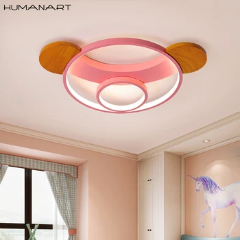 

New Pink/Blue Toy Bear Remote Control Dimming Ceiling Lights For baby bedroom study room Ceiling Lamp Home Lighting