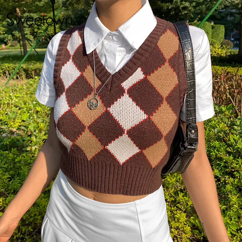 checkered sweater vest