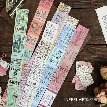 

Vintage Ticket Stickers Retro Washi Tape Stickers Paper Adhesive Sticker for Kids DIY Decor Scrapbooking Diary Albums Supplies