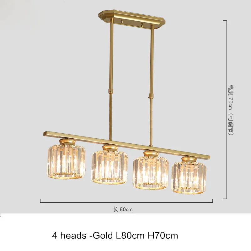 4 heads Gold Современный золотой/черный кристалл Led люстра светильник скандинавский E27 Хрустальная подвесная люстра лампа для гостиной кухонный светильник закрепленный - Цвет абажура: 4 heads Gold