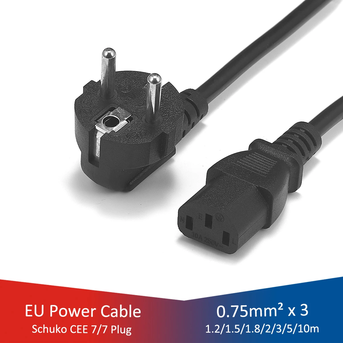 Шнур питания европейского стандарта 2 м 10 футов 5 угловая вилка Schuko IEC C13 кабель для