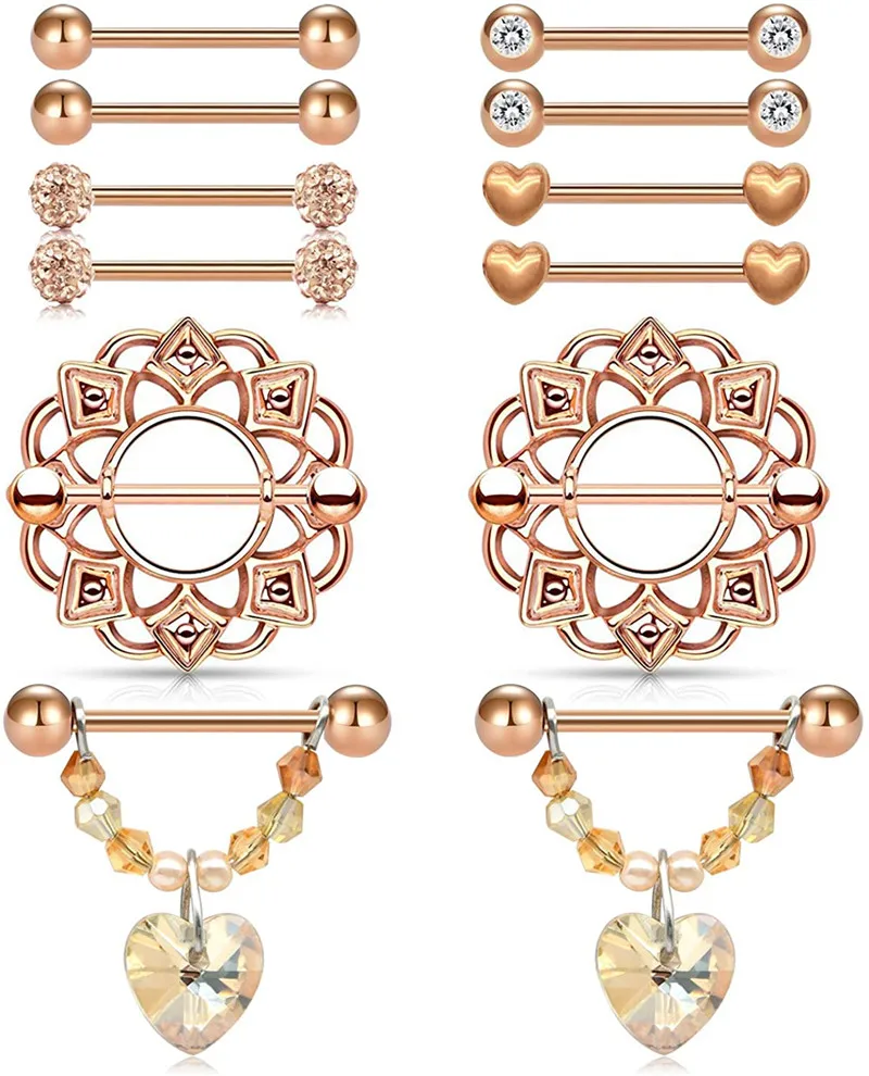 Barbell Nipple Piercing Jewelry Nipple Piercing Chain Pendant 14g