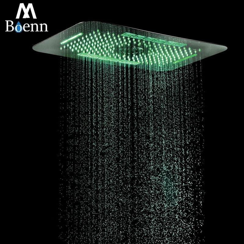 

M Boenn 3 Function 64 Color Big LED Shower head Bathroom Showers Embedded Ceiling Rainfall Showerhead Stainless Steel 710*430mm
