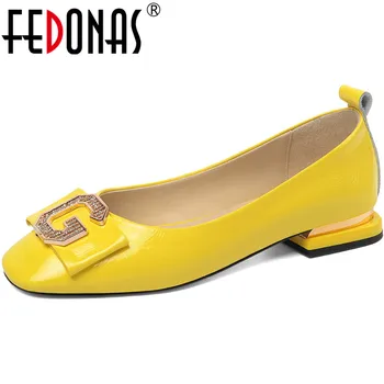 

FEDONAS Fashion Rhinestone Loafers Top 2020 Summer Autumn Genuine Leather Low Heels Pumps Women Elegant Working Shoes Woman