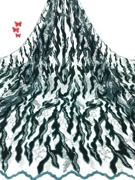 

2020 African mesh lace fabric high quality sequins Nigeria wedding lace fabric 5 yards French tulle lace fabric J0437