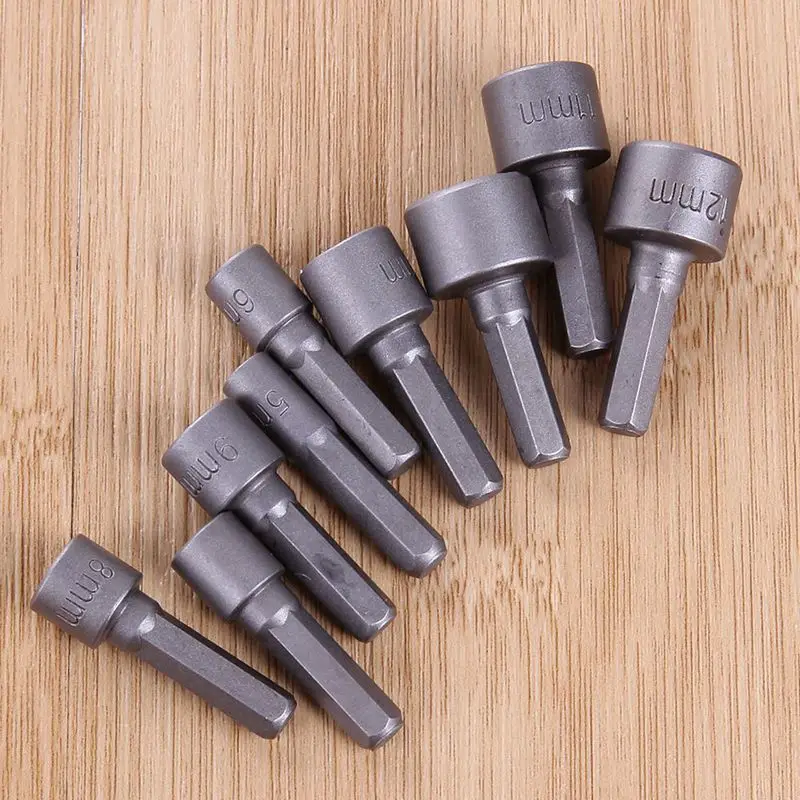 Горячая XD-9pcs/набор 5 мм-13 мм 1/4 дюйма DIY шестигранное гнездо рукава сопла гайка сменная насадка для отвёртки Набор сверло адаптер для деревообработки Мощность