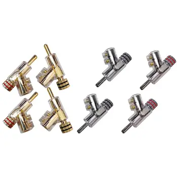 

8Pcs Of o Banana Plug Connector Speaker Cable Accessories 45 Degree Locking Screw Welding - 4pcs Gold & 4pcs Silver