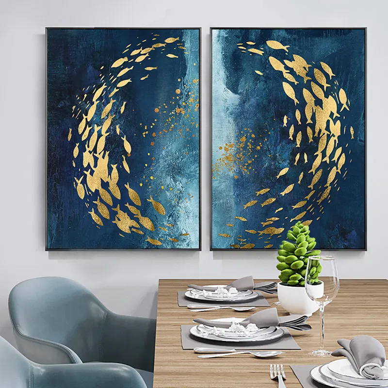 Modern-Abstract-Nordic-Style-Wall-Art-Canvas-Painting-Golden-Fish-Blue-Sea-Poster-Home-Decoration-Wall (2)