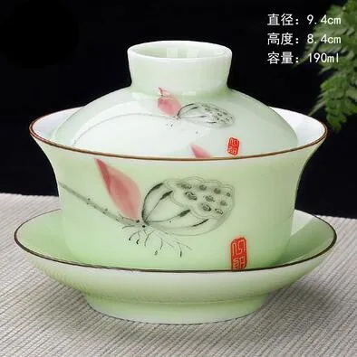 Высококачественный чайный сервиз элегантная Gaiwan китайская чашка для чая фиолетовая глина Tureen Высокая емкость крышка соусница для тарелки чайная чашка для заварки Исин Чайник - Цвет: 190ml