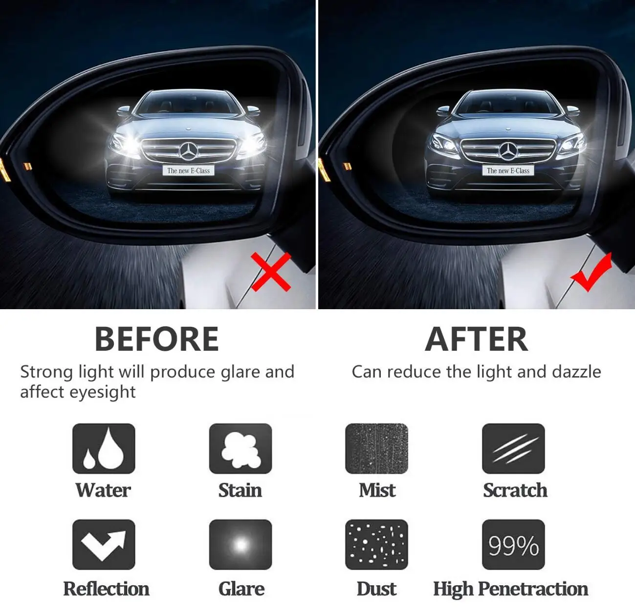 Car Rearview Mirror Protective Film Anti Fog for DACIA SANDERO STEPWAY Dokker Logan Duster Lodgy