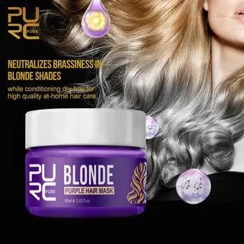 

100ml PURC Blonde Hair Mask Shampoo Anti Brass Off Hair Treatment Purple Shiny Beauty Color Ulta Shampoo Care Dyed T3G8