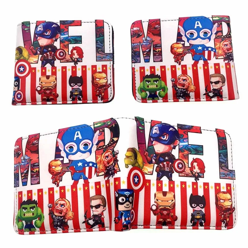 Комиксы DC Marvel бумажник Мстители, Железный человек Капитан Америка мультфильм аниме-кошелек Роскошный дизайн модный кожаный кошелек с монетницей