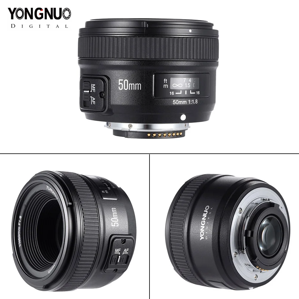 YONGNUO YN 50 мм f1.8 AF объектив yn50мм апертура Автофокус большая апертура для Nikon DSLR камеры Nikon D800 D300 D700 объектив
